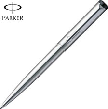 Parker Vector Stainless Steel SS Chrome Trim CT Ball Point Pen BP New Blue Ink picture
