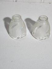 Vintage Set of 2 Art Deco Frosted Tulip Swirl Glass Lamp Shade Replacement Globe picture