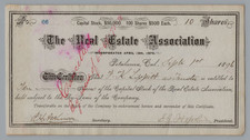 1896  - The Real Estate Association, 1888 - Petal RARE Stock Certificate Bond picture