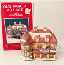 Vintage Old World Village Windsor Club Lighted Christmas House With Box picture