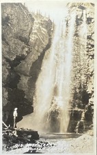 Vintage B/W MIST TARRY FALLS , JOHNSON CANYON BANFF Alberta CANADA RPPC Unposted picture