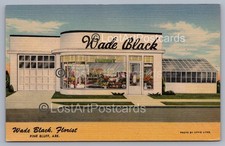 Wade Black Florist Pine Bluff Arkansas AR Linen Postcard Flowers Greenhouse R14 picture