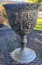 1989 Franklin Mint Excalibur Merlin Goblet Fine Pewter Arthurian Wizard Vintage picture