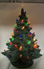 Vintage Nowell's Mold 3-Tier Green Lighted Ceramic Christmas Tree 21.5