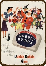 1952 FLEER'S DUBBLE BUBBLE GUM Halloween Vntg-Look DECORATIVE REPLICA METAL SIGN picture