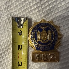 Vintage New York State Courts City of New York Court Clerk Retired Badge Pin 482 picture