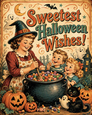 Sweetest Halloween Wishes | Vintage Holiday Wall Decor 8x10 24x30 picture