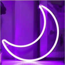 Elegant Purple Moon LED Neon Light - Perfect for Home, Office & Parties picture