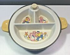 VINTAGE EXCELLO CHILDS BABY DISH JACK AND JILL METAL WITH YELLOW HANDLES  picture