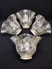4 Antique Ruffle Top Frosted Victorian Electric Shades.  2 1/4 Fitter #557 picture