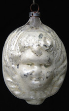 Antique VTG Glass Outdent Embossed Double ANGEL FACE Christmas Ornament Germany picture