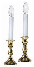 PAIR OF WARWICK OCTAGONAL BRASS ELECTRIC WINDOW CANDLE LAMPS picture