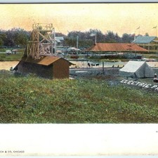 c1910s Joliet, IL Electric Park Postcard Amusement Chute Tent Curt Teich Litho picture