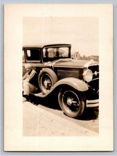 1928 1929 Studebaker Sedan Antique Car Snapshot Vintage B&W Photo Man Sitting picture