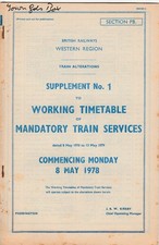 Vintage British Railways Western Region Working Timetable Supplement 1978-79 picture
