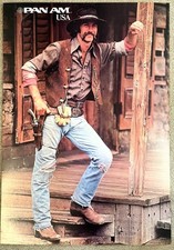 Pan Am Airways Airlines Poster Cowboy USA Vintage 1978 28