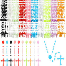 100 Pack Plastic Rosary Cross Necklaces Bulk Catholic Prayer Bead for Church Wel picture