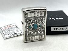 Unused Auth ZIPPO Limited Model 2007 Turquoise Stones Etched Lighter Silver picture