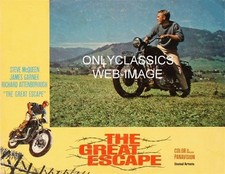 1963 STEVE MCQUEEN MOTORCYCLE THE GREAT ESCAPE 8.5X11 MOVIE POSTER MOUNTAIN JUMP picture