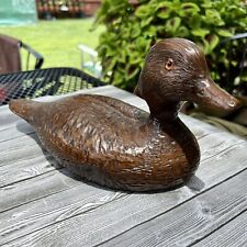 Vintage PASTIMES Wood Duck Decoy Figure W/ Glass Eyes HEAVY picture