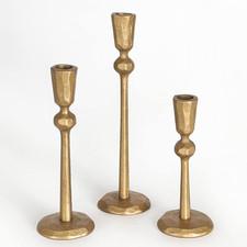 Antique Brass Iron Taper Candle Holder - Set of 3 Decorative Candle Stand, Candl picture