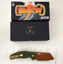 Kizer SMKW Exclusive C01C 2.9 ELMAX Aluminum Frame Lock Cleaver Green/Bronze picture