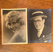 Joan Blondell & Harold Lloyd Signed Autographed B&W Portrait Photos Lot 2 picture