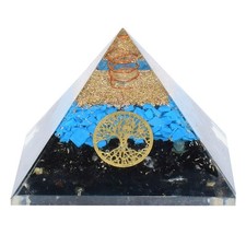 Turquoise & Black Tourmaline Crystal Copper Treen Of Life Stone Meditation picture
