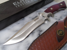 Elitedge Recurve Bowie Hunter Knife Full Tang 440C Fixed Blade Rosewood 697 New picture