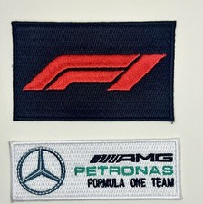 2 Pack F1 MERCEDES FORMULA ONE Racing Iron On Sew On Patches Embroidered NEW picture