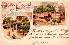 Karlsbad Austria Multi View Schlossbrunn Felsenquelle 1900 Postcard picture