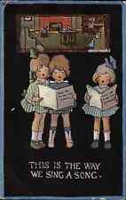 Linda Edgerton Cute Little Girls Singing Folk Arts Vintage Postcard picture