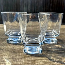Fostoria Retired 1978-86 'Transition Plain' Double Old-Fashioned Glasses-Set 3 picture