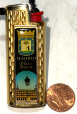 Vintage Bic Gold Toned Madrid Plaza Mayor Lighter Sleeve W/ Empty Lighter picture