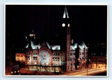 Postcard IN 1986 Indianapolis Union Station Photo View Night Vtg J9 picture