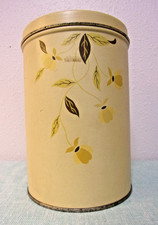 Hall’s Jewel Tea Autumn Leaf Metal Canister with Metal Lid Original 1935 picture