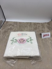 Antique 1940’s Pair of White Cotton Pillow Cases Embroidered  Applique Read picture