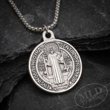 Made in Italy Saint St Benedict Medal Pendant Necklace 24
