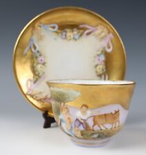 Early Antique Furstenberg Porcelain Cup & Saucer German Doccia Capodimonte Style picture