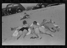 Photo:Provincetown Massachusetts 1940 New Beach Bathing Scene Cars picture