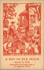 St Augustine Florida FL Spanish Fiesta by Garden Club c1930s-40s Postcard picture