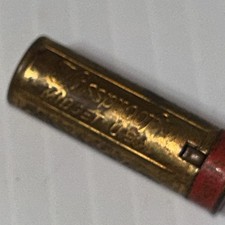 Vintage Kissproof Midget Lipstick Tube Holder Antique Brass USA Collectible picture