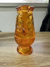 Vintage Viking Glass Orange Amberina Owl Fairy Lamp Chip At Bottom Of Top picture