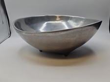 MCM Bruce Fox Design Aluminum Metal Biomorphic Footed Bowl 12.75 In picture
