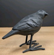 Cast Iron Blackbird Figurine Gothic Bird Sculpture Halloween Garden Decor picture