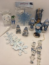 Vintage Snow Buddies And Other Snowmen Ornaments Stars Blue And White picture