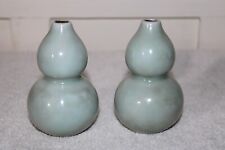 Chinese Celadon Pair of Vintage Antique Double Gourd  Style Vase Vases picture