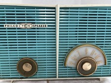 Vintage Philco Radio FOR PARTS H836-124 Aqua Turquoise Blue / Ivory picture