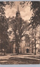 FIRST METHODIST CHURCH c1910 whitewater wi original antique postcard wisconsin picture