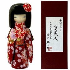 Kyo Bijin Japanese Creative Kokeshi Doll Red Kimono Yuichi Miyagawa Boxed picture